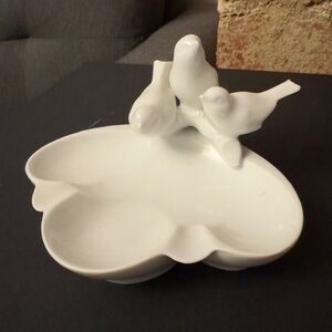 Vintage Porcelain Three Birds On A Branch Ashtray Trinket Candy Dish